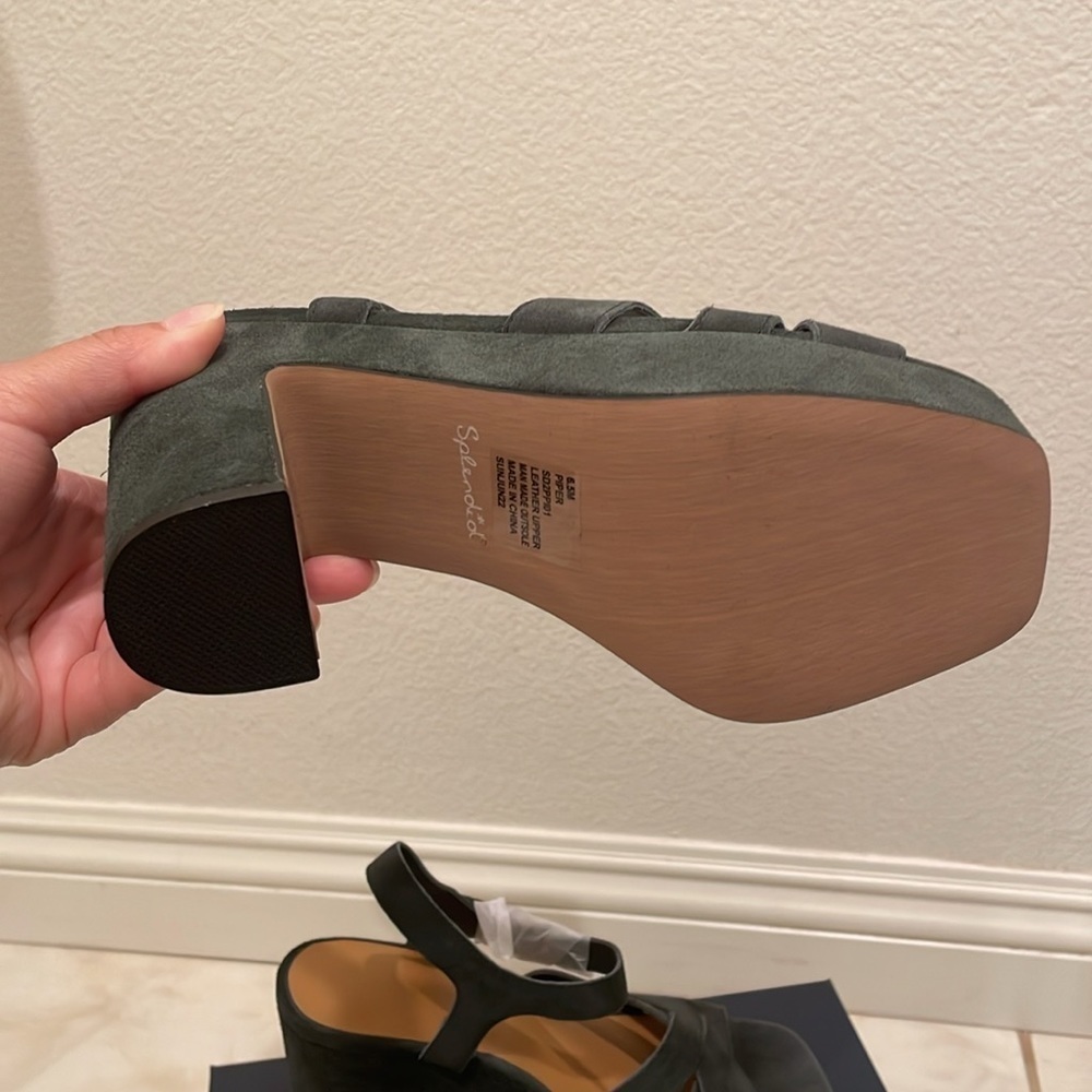 NWT SPLENDID PIPER SUEDE PLATFORM SANDAL IN BLACK Women’s 6.5​​​​​​ - Picture 7 of 9
